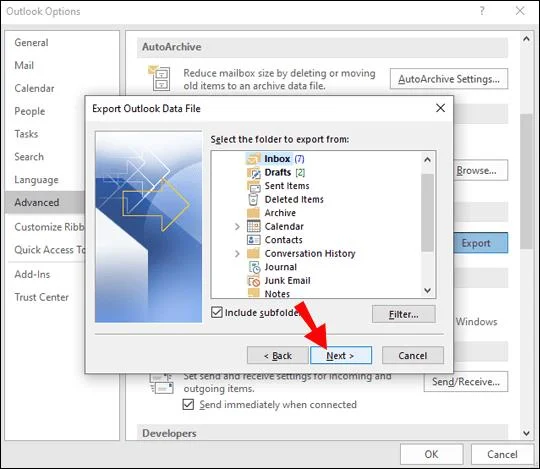 Como exportar todos os e-mails do Outlook