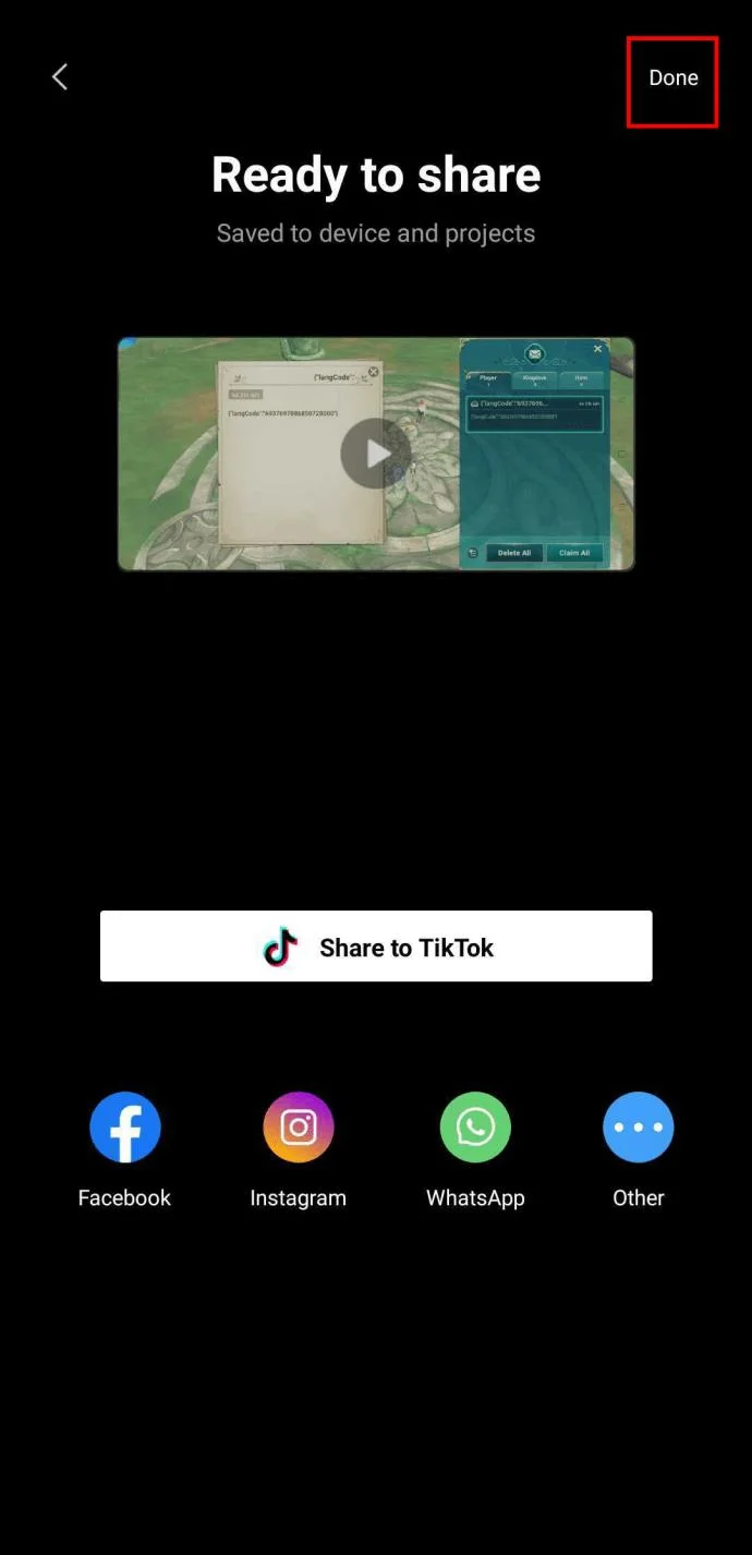 Terminer l'exportation