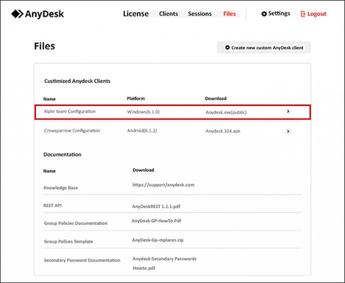 کلاینت سفارشی AnyDesk
