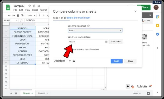 نحوه مقایسه ستون ها در Google Sheets
