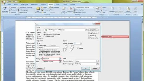 نحوه چاپ بدون نظر در Microsoft Word