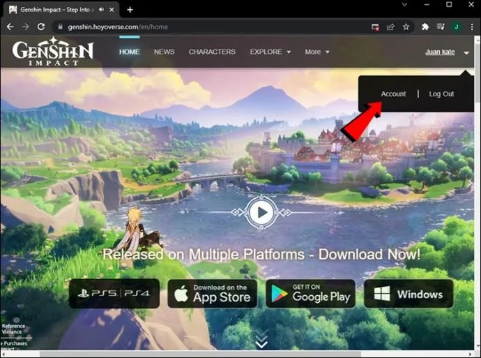 نحوه تغییر آدرس ایمیل و رمز عبور Genshin Impact