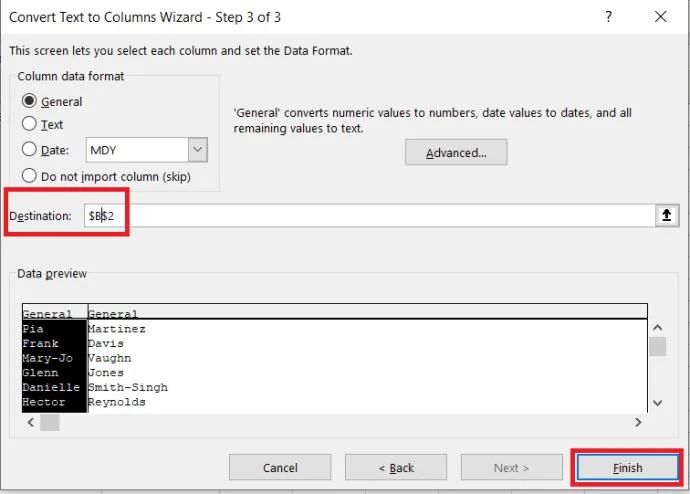 So trennen Sie Vor- und Nachnamen in Excel
