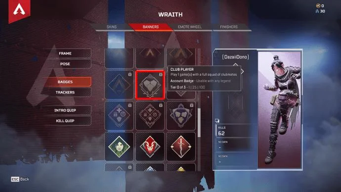 نحوه تجهیز نشان ها در Apex Legends