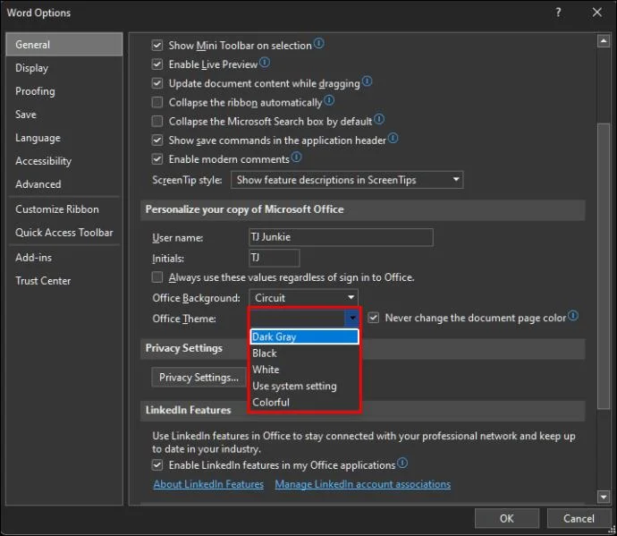 Jak wyłączyć tryb ciemny w programie Microsoft Word