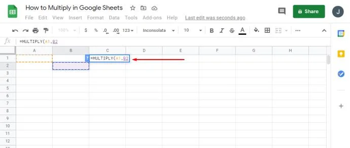 Jak mnożyć w Arkuszach Google