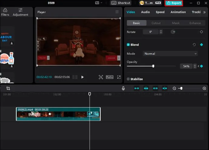 Exporter la vidéo dans CapCut PC