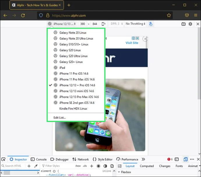 Cómo ver la versión móvil de un sitio web en una PC Cómo ver la versión móvil de un sitio web en una PC