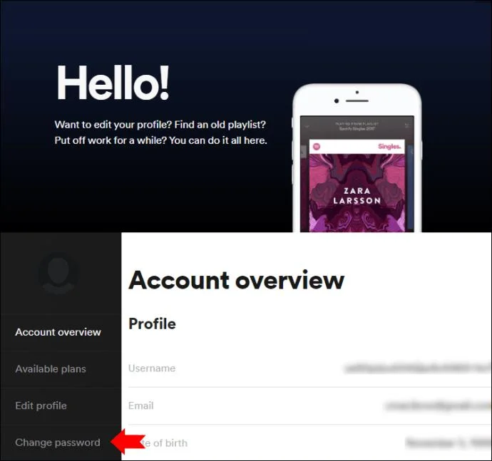 نحوه تغییر رمز عبور به حساب Spotify