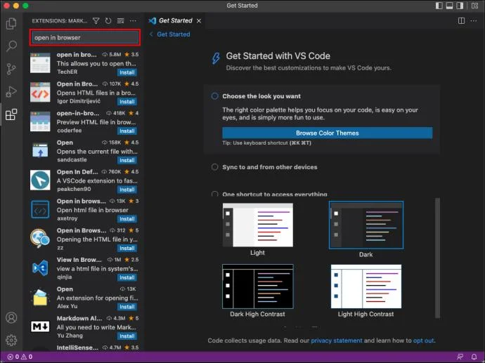 So öffnen Sie im Browser aus VS-Code