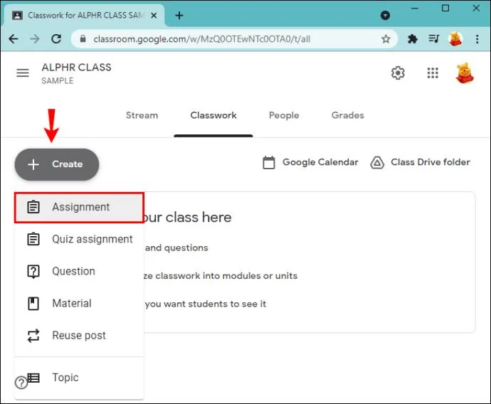 نحوه ایجاد یک تکلیف در Google Classroom