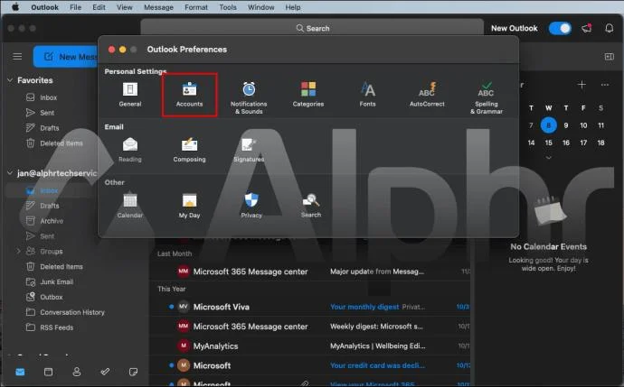 چگونه یک حساب کاربری را از Outlook حذف کنیم