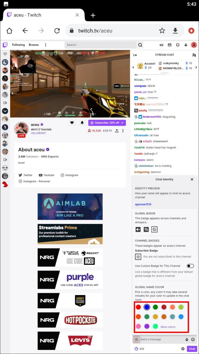 نحوه تغییر رنگ چت در Twitch به روش آسان