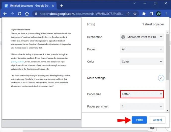 Cómo cambiar el tamaño de página en Google Docs