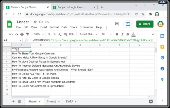 چگونه داده ها را از یک برگه متفاوت در Google Sheets پیوند دهیم