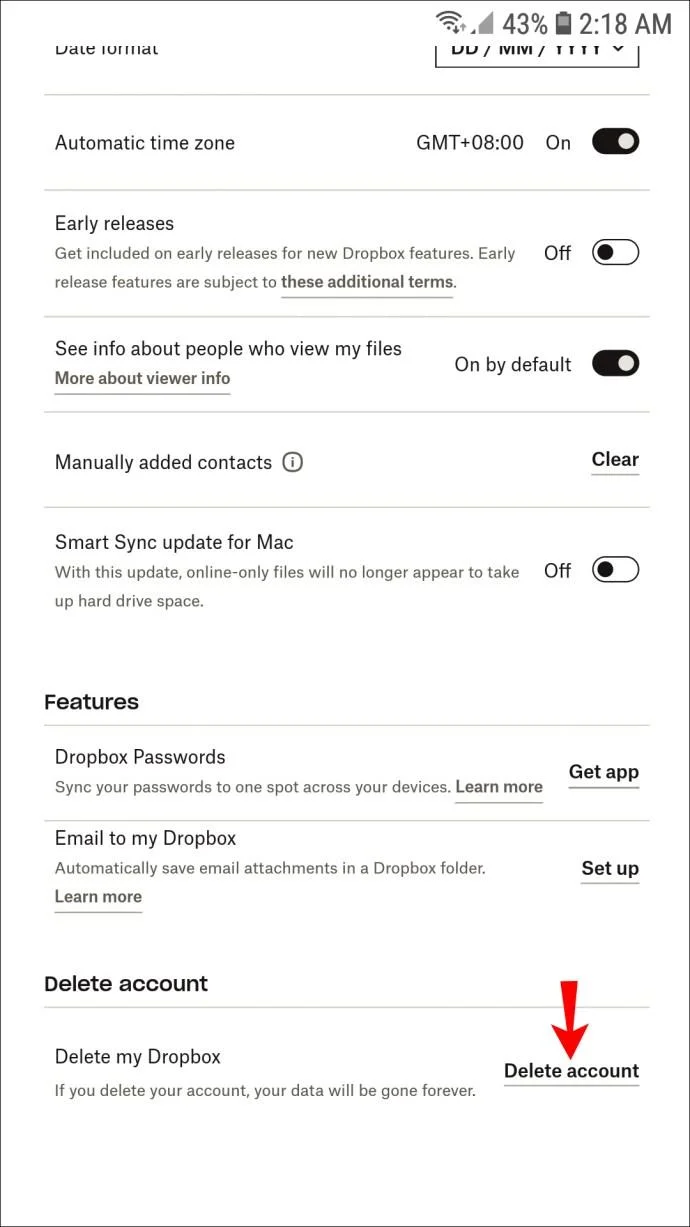 چگونه یک حساب Dropbox را حذف کنیم