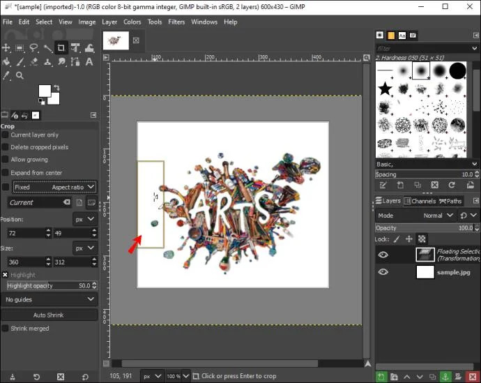 نحوه برش تصویر در GIMP