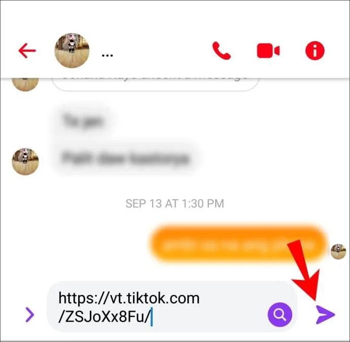 نحوه ارسال لینک به ویدیوی TikTok