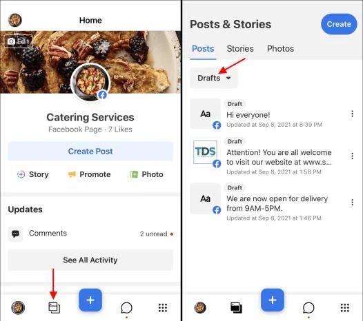 How To Find Facebook Drafts