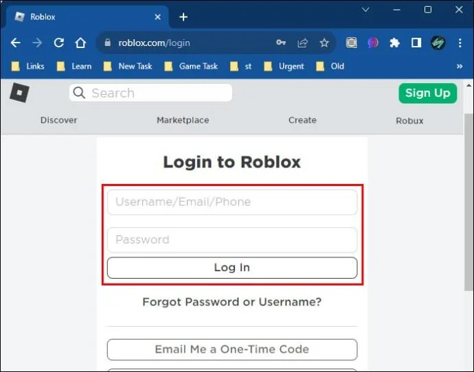 Iniciar sesión en Roblox