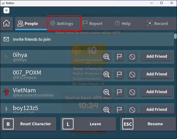 Configuración de controles en Roblox