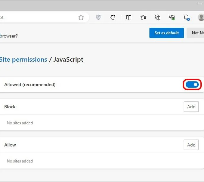 Activer JavaScript Edge