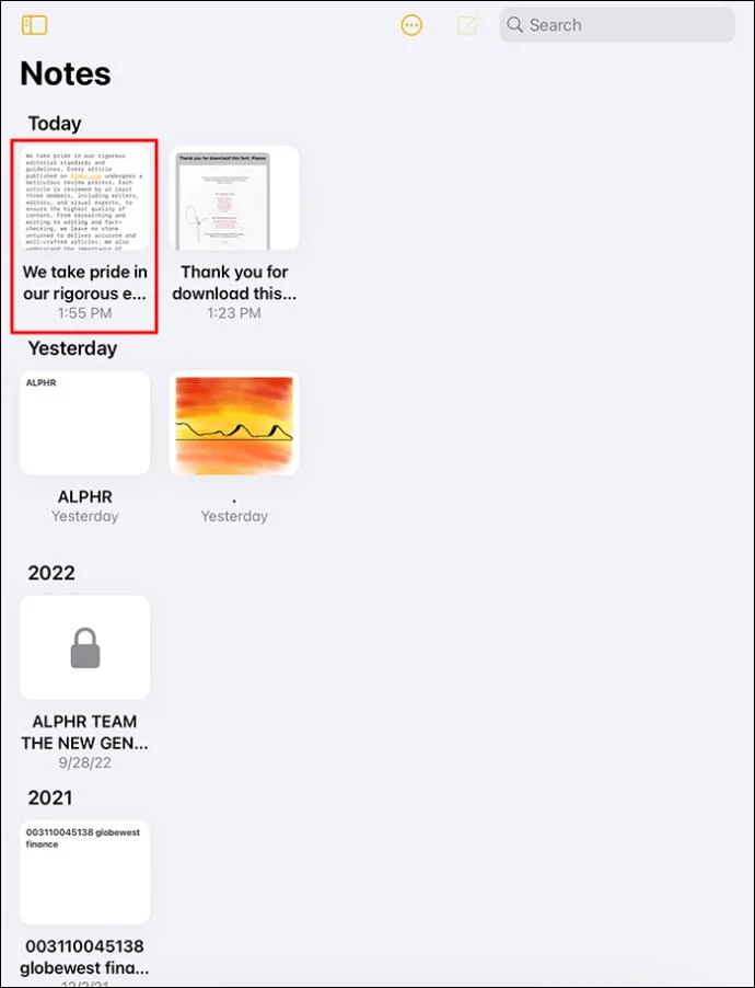เปิดโน้ตเพื่อแปลงเป็น PDF How To Scan A Document To PDF With Apple Notes