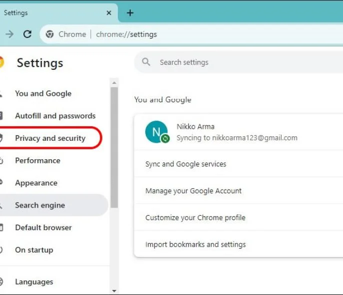 Paramètres Chrome