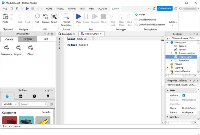 Editing Module Script