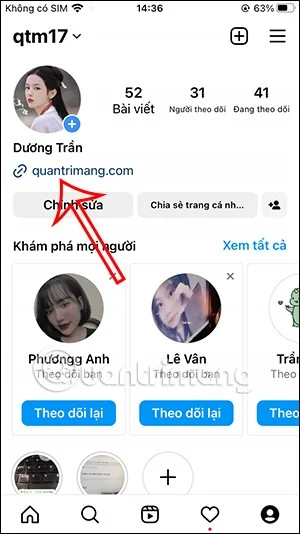 Instructions for inserting links into Instagram profiles