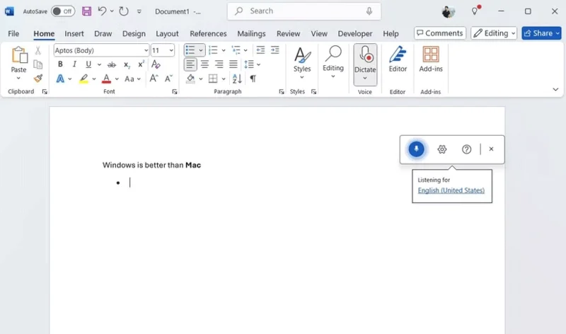Cómo utilizar la función de escritura por voz de Microsoft Word