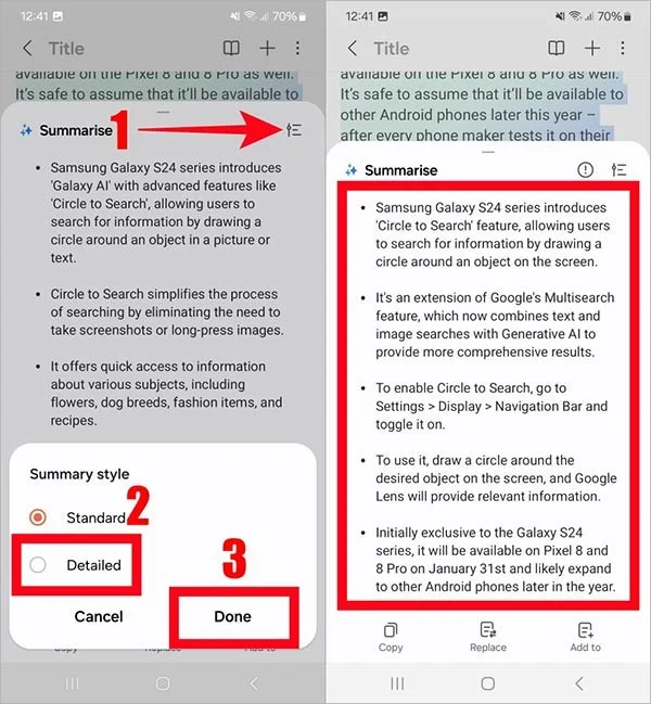 Cómo usar el Asistente de notas en el Galaxy S24