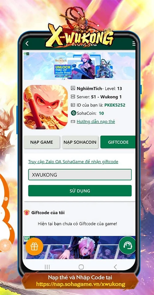 Último código de X-Wukong Dai Chien Tam Gioi y cómo canjearlo