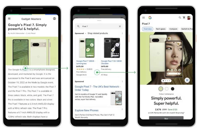 iPhone용 Google, 웹 페이지에 링크 삽입