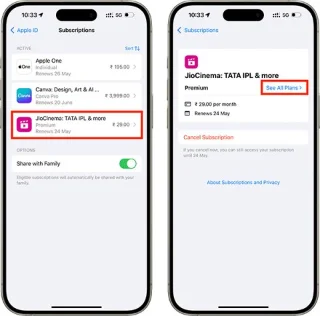 Instruções para alterar pacotes de assinatura de aplicativos na App Store