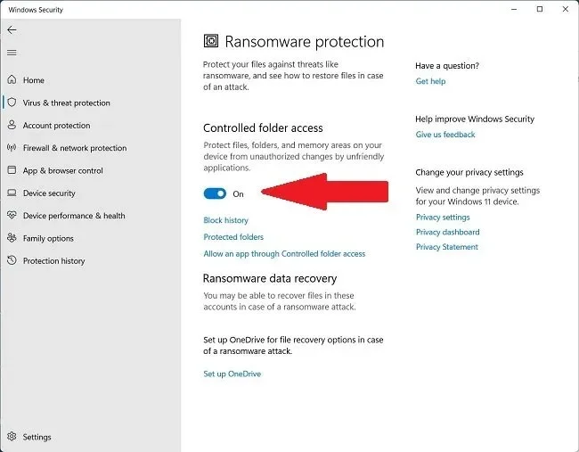 How to enable Ransomware Protection on Windows
