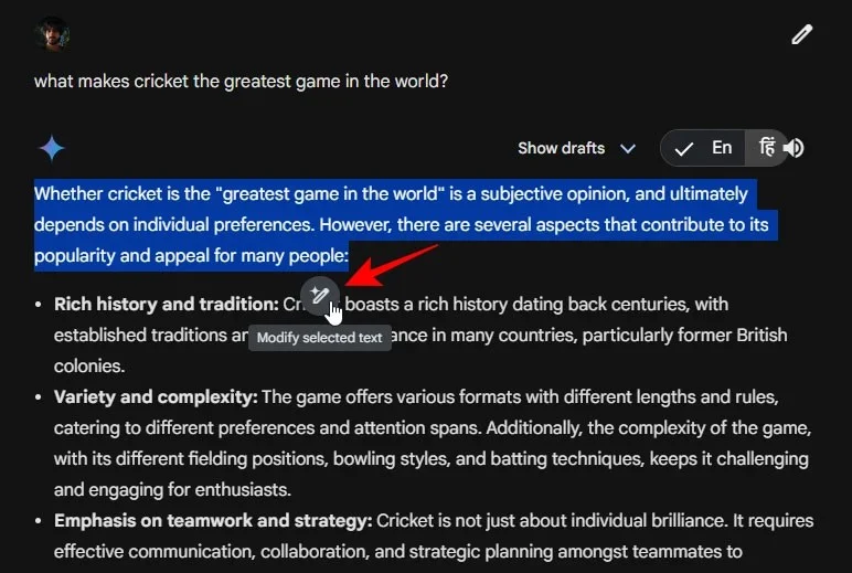Cómo editar una respuesta en Gemini