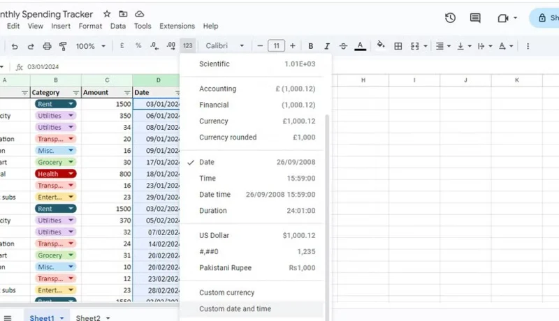 How to Create a Monthly Spending Tracker on Google Sheets