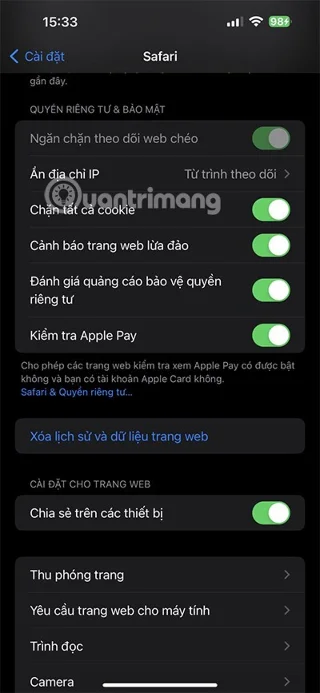 Cookies inschakelen in Lien Quan, cookies inschakelen/uitschakelen op de iPhone