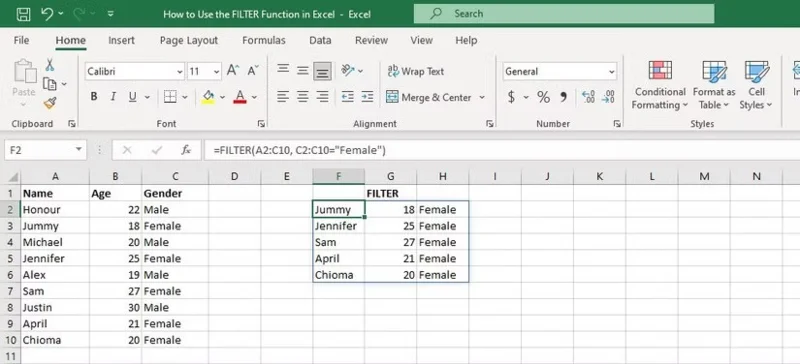 Cómo utilizar la función FILTRO en Excel