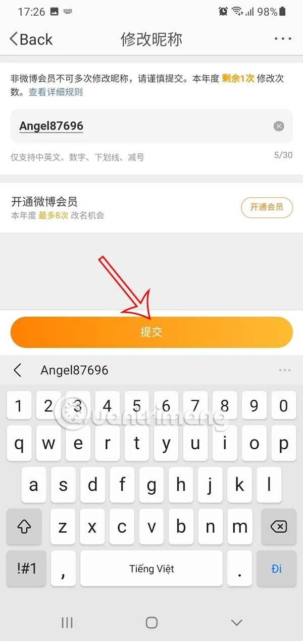 Weibo hesap adını değiştirme talimatları