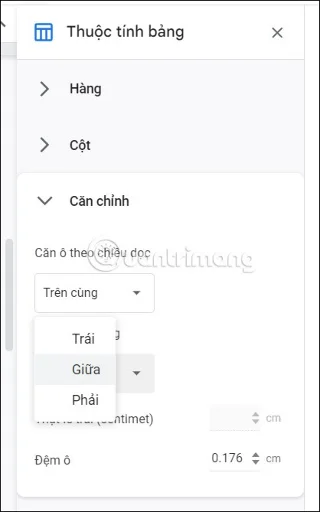 Cómo centrar una tabla en Google Docs