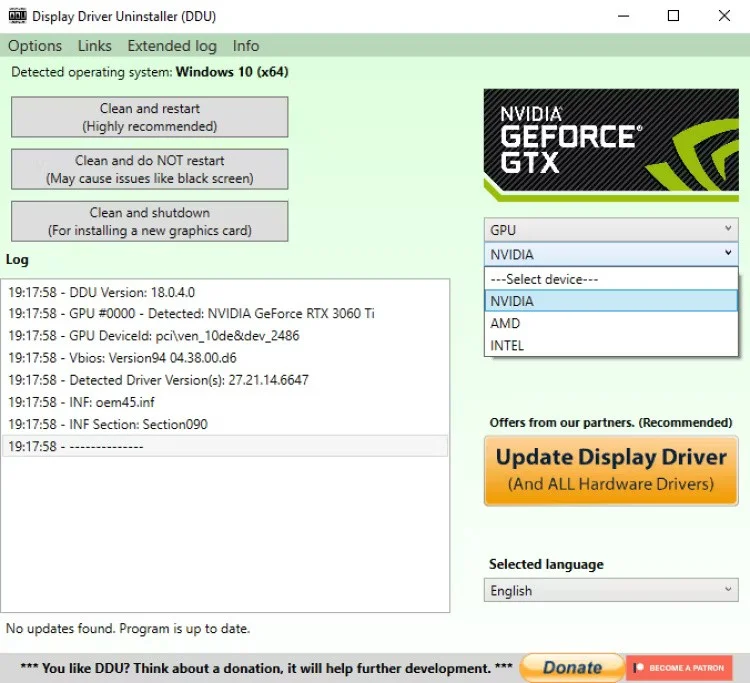 How to install/reinstall GPU driver on Windows