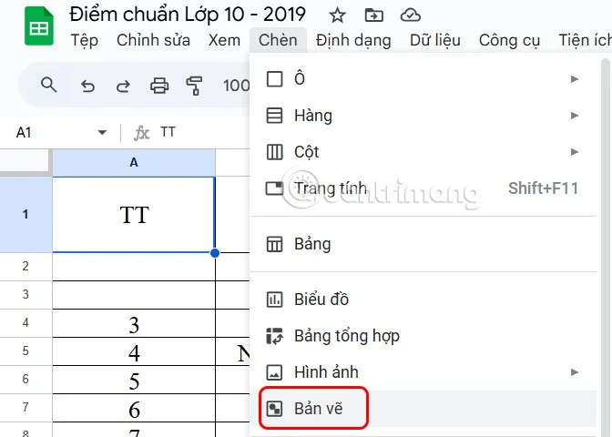 Google E-Tablolar'da hücreleri çizme talimatları Google E-Tablolar'da hücreleri çizme talimatları