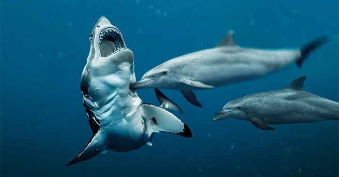 Why are the 'fierce' sharks of the ocean afraid when facing gentle dolphins?