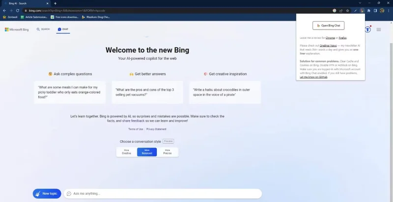Cómo usar Bing AI en Google Chrome