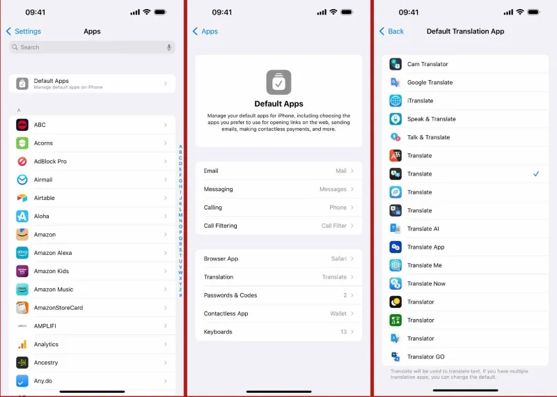 Instruções para alterar o aplicativo de tradução padrão no iPhone