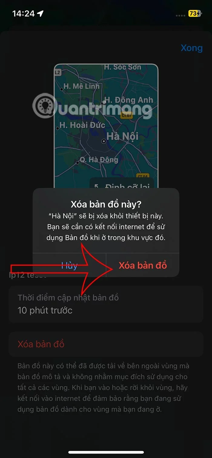 Instructions for downloading offline Apple Maps