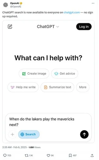 OpenAI 'ontbundelt' ChatGPT Search voor alle gebruikers, geen account vereist