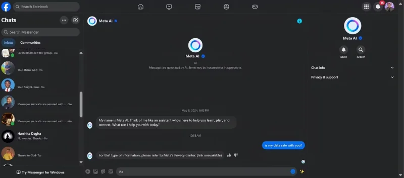 Dlatego wiele osób odmawia korzystania z Meta AI na jakiejkolwiek platformie Meta!